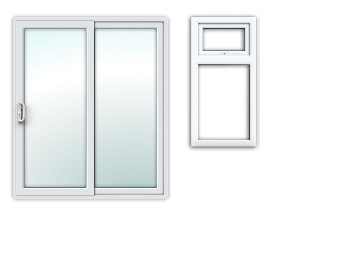 6ft double glazed aluminium sliding door and 1 x  double glazed aluminium windows