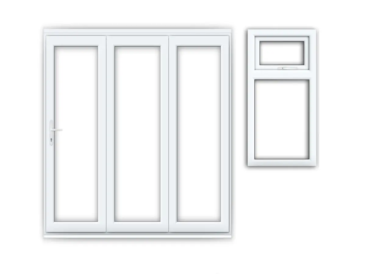 8ft double glazed aluminium bi-folding door and 1 x  double glazed aluminium window