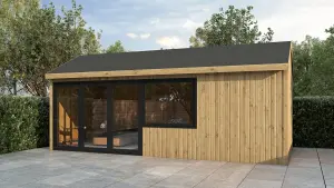 Rendered image of the Pinehurst Timber Golf Simulator Room with pent roof.