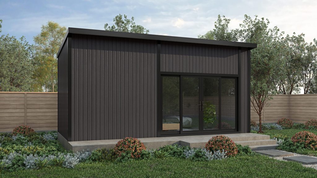 Rendered image of the Belfry Composite Golf Simulator Room with pent roof.