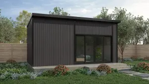 Rendered image of the Belfry Composite Golf Simulator Room with pent roof.