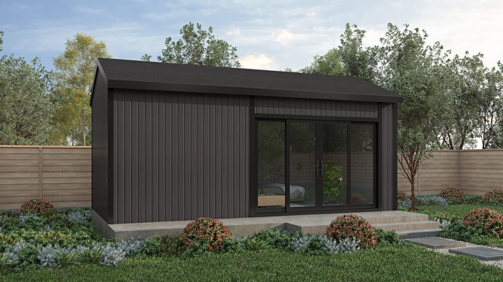 Rendered image of the Belfry Composite Golf Simulator Room with pent roof.